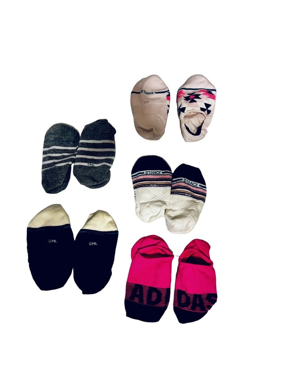 NEW Stance and Adidas Pink Black Gray and White Liner No Show Sock Bundle - Picture 6 of 14